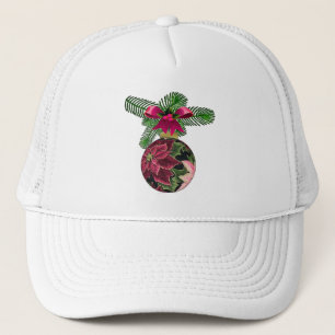 Retro 50er Poinsettia Burgund Ornament Truckerkappe