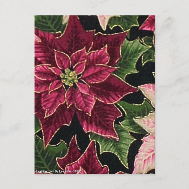Retro 50er Poinsettia-Burgunder-Rosa Postkarte (Vorderseite)