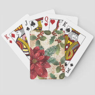 Retro 50er Poinsettia Rote Grüne Creme Spielkarten