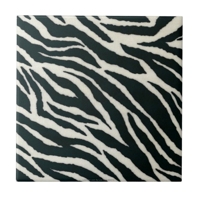 Retro 50er Rockabilly B&W Zebra Print Tile Fliese (Vorderseite)