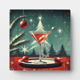 Retro 50er Schneegestöber Weihnachtsbaum Martini Fotoplatte