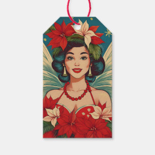 Retro 50er Tropical Christmas Button-Up Beauty Que Geschenkanhänger