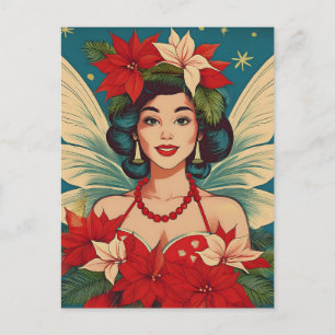 Retro 50er Tropical Christmas Button-Up Beauty Que Postkarte