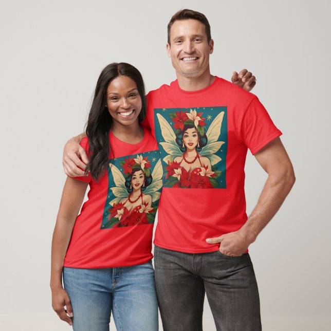 Retro 50er Tropical Christmas Button-Up Beauty Que T-Shirt (Unisex)