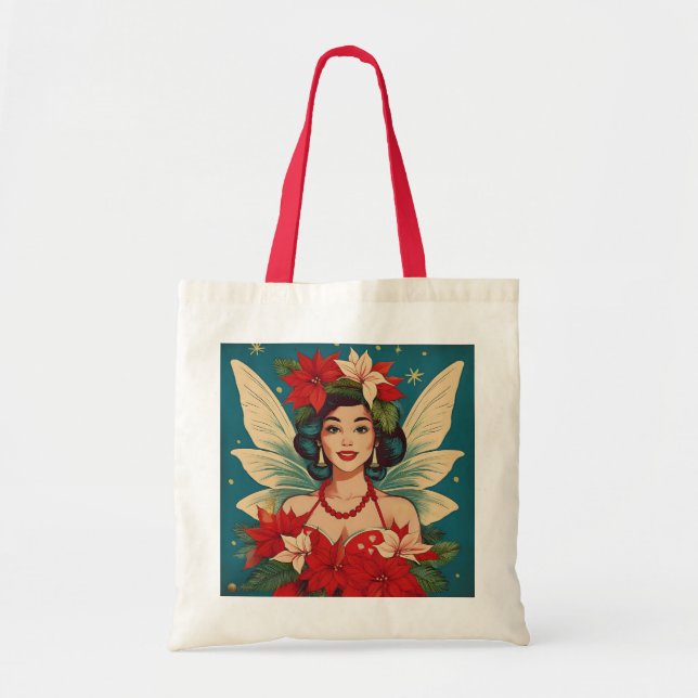 Retro 50er Tropical Christmas Button-Up Beauty Que Tragetasche (Vorne)