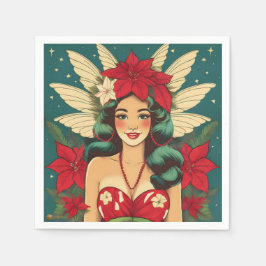 Retro 50er Tropical Christmas Button-Up Girl Serviette