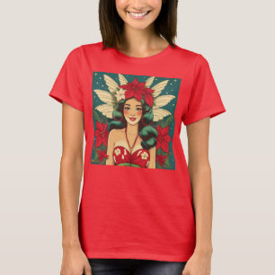 Retro 50er Tropical Christmas Button-Up Girl T-Shirt