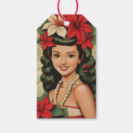 Retro 50er Tropical Christmas Princess Geschenkanhänger