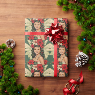 Retro 50er Tropical Christmas Princess Geschenkpapier