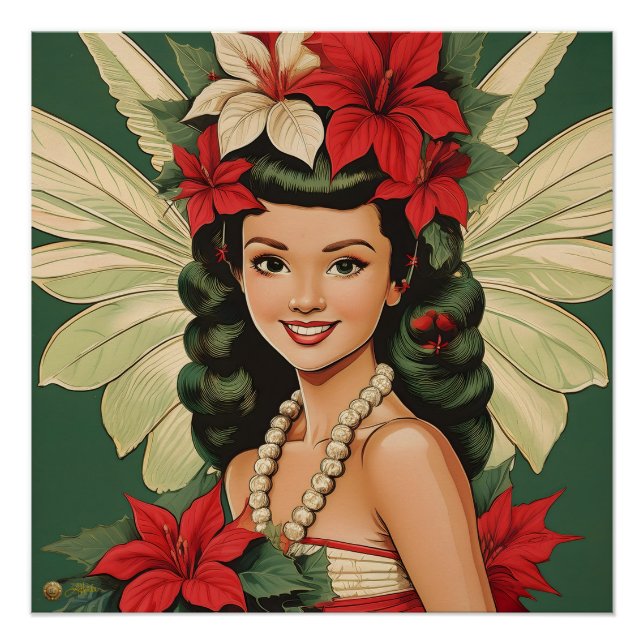 Retro 50er Tropical Christmas Princess Poster (Vorderseite)
