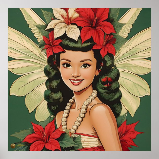 Retro 50er Tropical Christmas Princess Poster (Vorne)