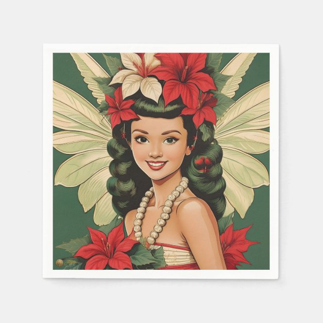 Retro 50er Tropical Christmas Princess Serviette (Vorderseite)