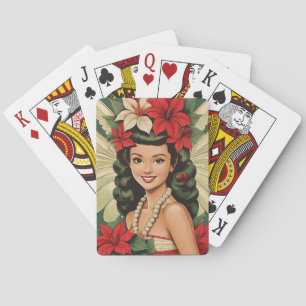 Retro 50er Tropical Christmas Princess Spielkarten