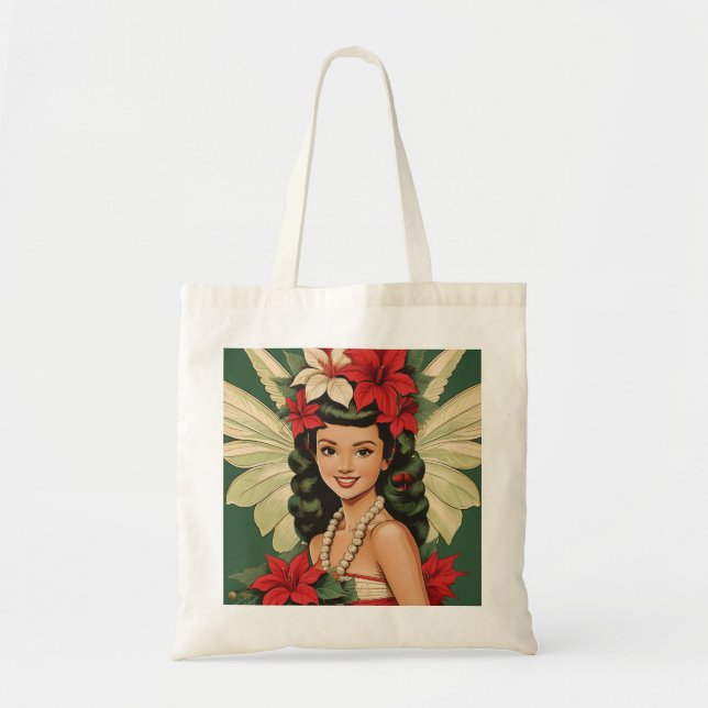 Retro 50er Tropical Christmas Princess Tragetasche (Vorne)