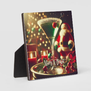 Retro 50er Weihnachtsmann Christmas Green Martini Fotoplatte