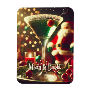 Retro 50er Weihnachtsmann-Christmas-Green-Martini Magnet