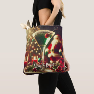 Retro 50er Weihnachtsmann Christmas Green Martini Tasche