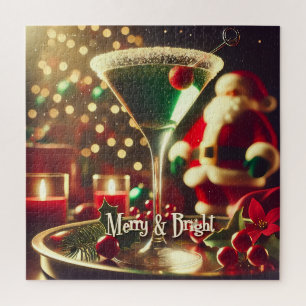 Retro 50er Weihnachtsmann Christmas Grüner Martini