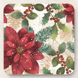 Retro 50er Weihnachtsstern Rot Grün Creme Untersetzer
