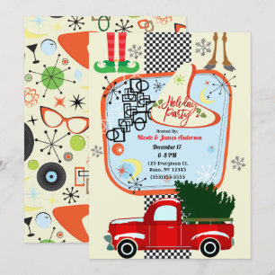 Retro 50's 60's Vintage Weihnachtsfeier Einladung
