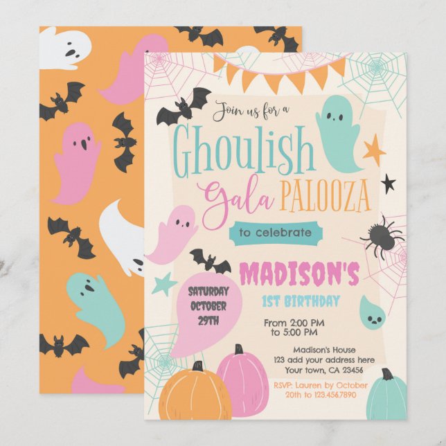 Retro 50s Halloween Party Invitation Einladung (Vorne/Hinten)