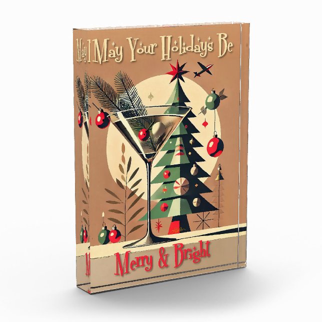 Retro 50s Jet Set Christmas Tree Martini Fotoblock (Links)