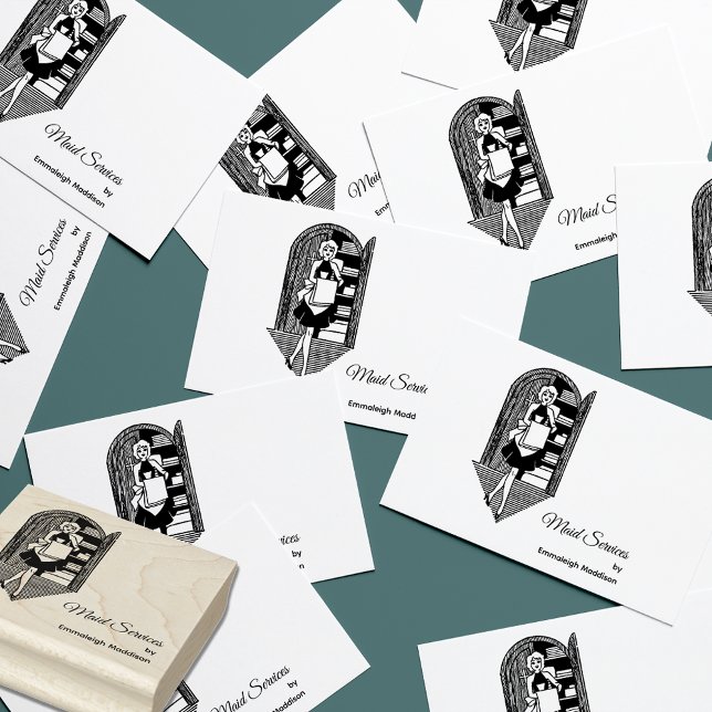 Retro 50's Lady Cleaning Services Gummistempel (Von Creator hochgeladen)