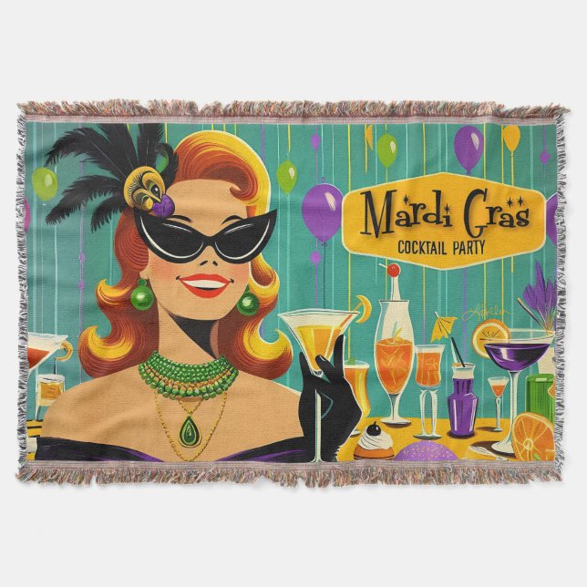 Retro 50s Mardi Gras Cocktail Party Decke (Vorderseite)