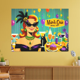 Retro 50s Mardi Gras Martini Cocktail Party Leinwanddruck