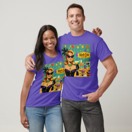 Retro 50s Mardi Gras Martini Cocktail Party T-Shirt