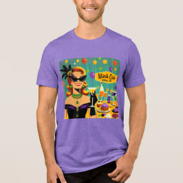 Retro 50s Mardi Gras Martini Cocktail Party Tri-Blend Shirt