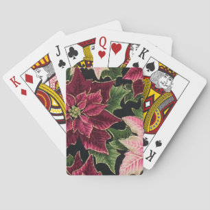 Retro 50s Poinsettia Burgundy Pink Spielkarten