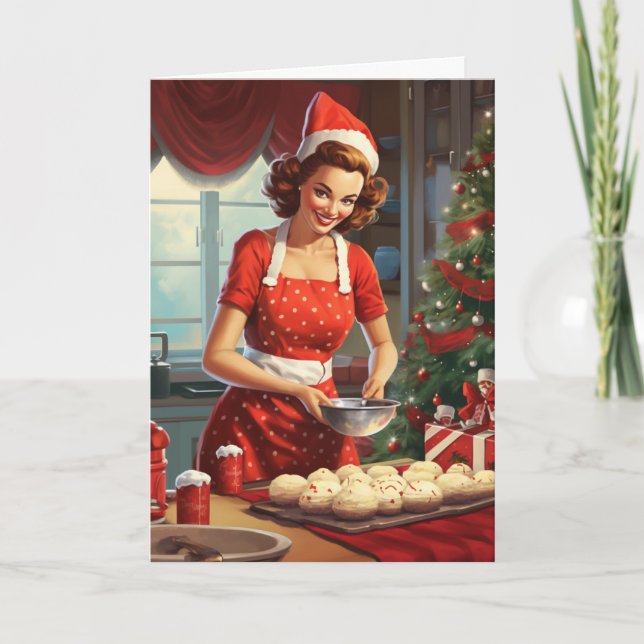 Retro 50's Woman Cooking Baking Karte (Vorderseite)