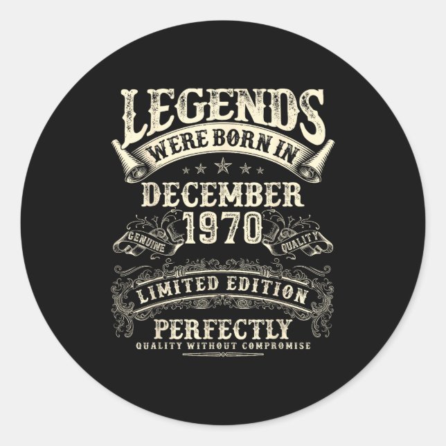 Retro 55th Birthday For Men 55 Year Old December 1 Runder Aufkleber (Vorderseite)