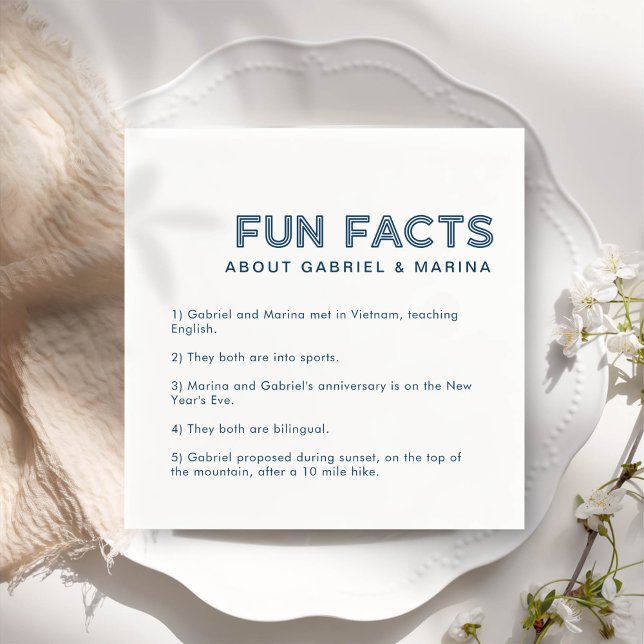 Retro 5 Fun Facts Wedding Serviette (Von Creator hochgeladen)