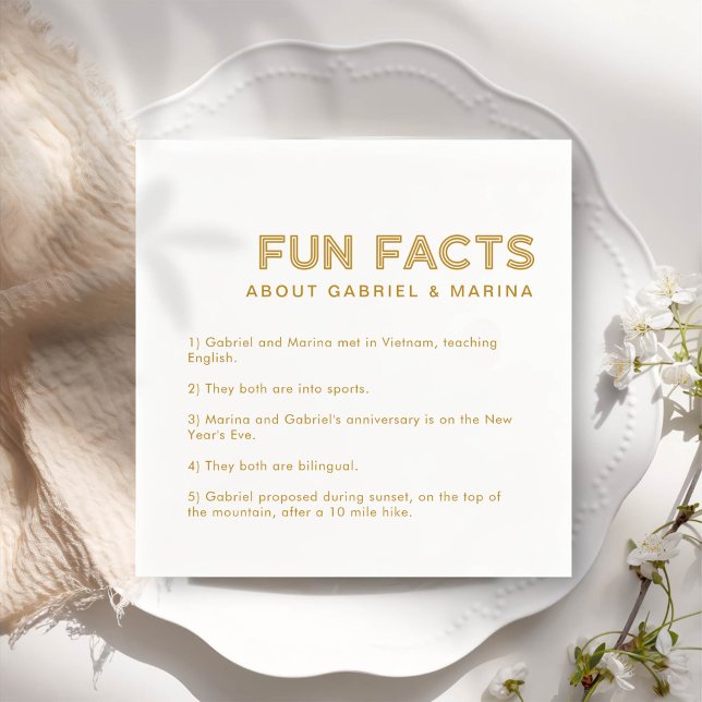 Retro 5 Fun Facts Wedding Serviette (Von Creator hochgeladen)