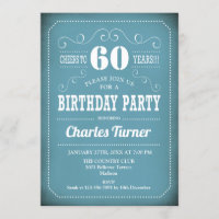 Retro 60. Geburtstagsparty - Blau weiß