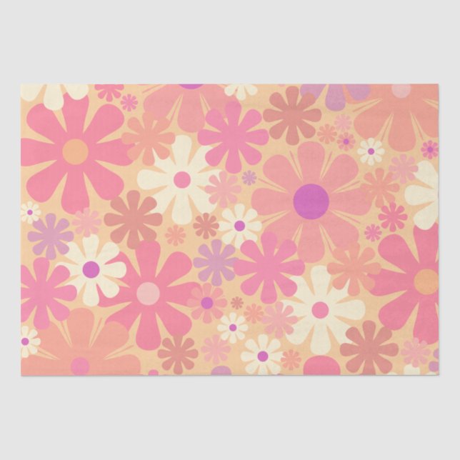 Retro 60er 70er Ästhetisches Blumenmuster Seidenpapier (Vorderseite)