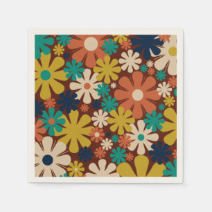 Retro 60er 70er Ästhetisches Blumenmuster Serviette