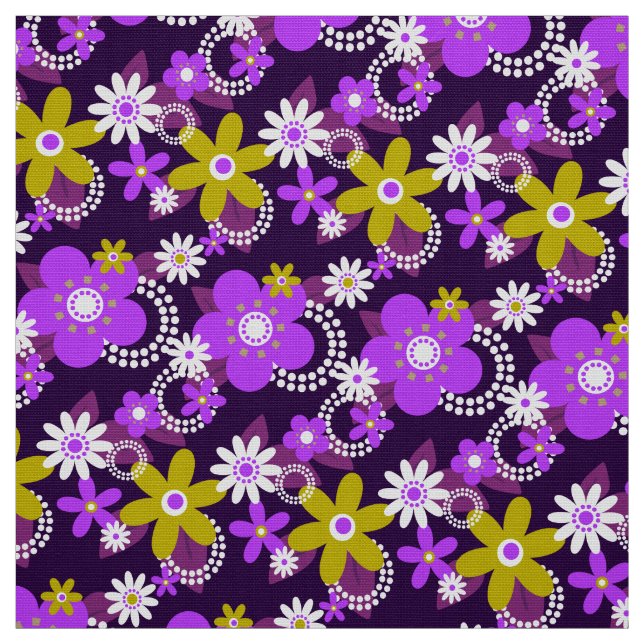 Retro 60er 70er Blume Fabric v3 Stoff (Muster)