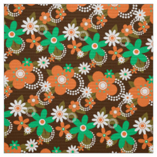 Retro 60er 70er Blume Gewebe v2 Stoff