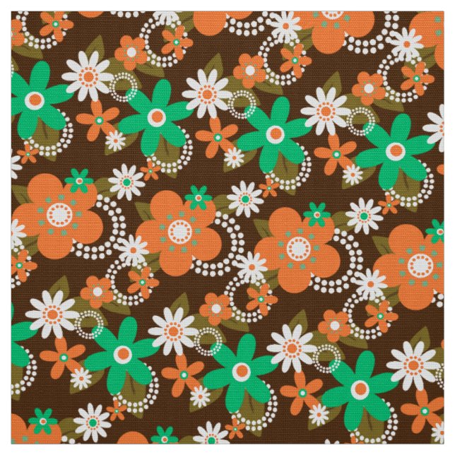 Retro 60er 70er Blume Gewebe v2 Stoff (Muster)