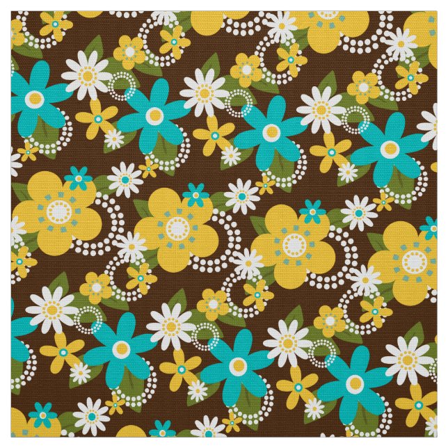 Retro 60er 70er Blume Gewebe x1 Stoff (Muster)