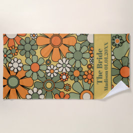 Retro 60er 70er Blumenmuster für die Bride Strandtuch