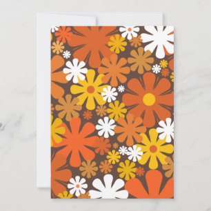 Retro 60er 70er Blumenmuster Orange und Braun Einladung