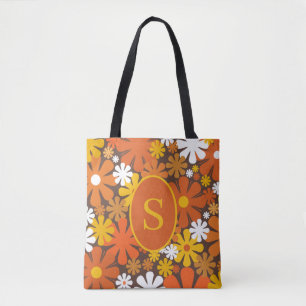 Retro 60er 70er Floral Muster mit Tasche