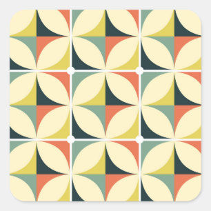 Retro 60er 70er geometrisches Muster. Quadratischer Aufkleber