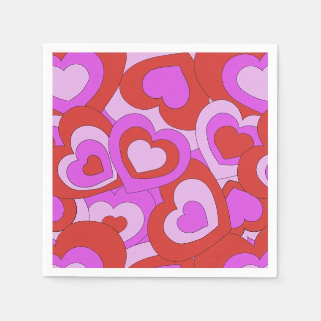 Retro 60er-70er Hearts Serviette (Vorderseite)