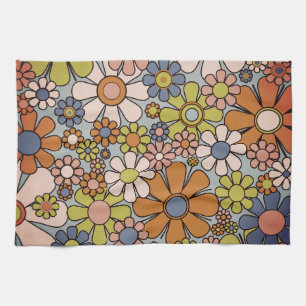 Retro 60er 70er Jahre Groovy Blumenmuster Geschirrtuch