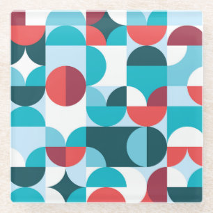 Retro 60er 70er Jahre minimalistisches Muster Glasuntersetzer